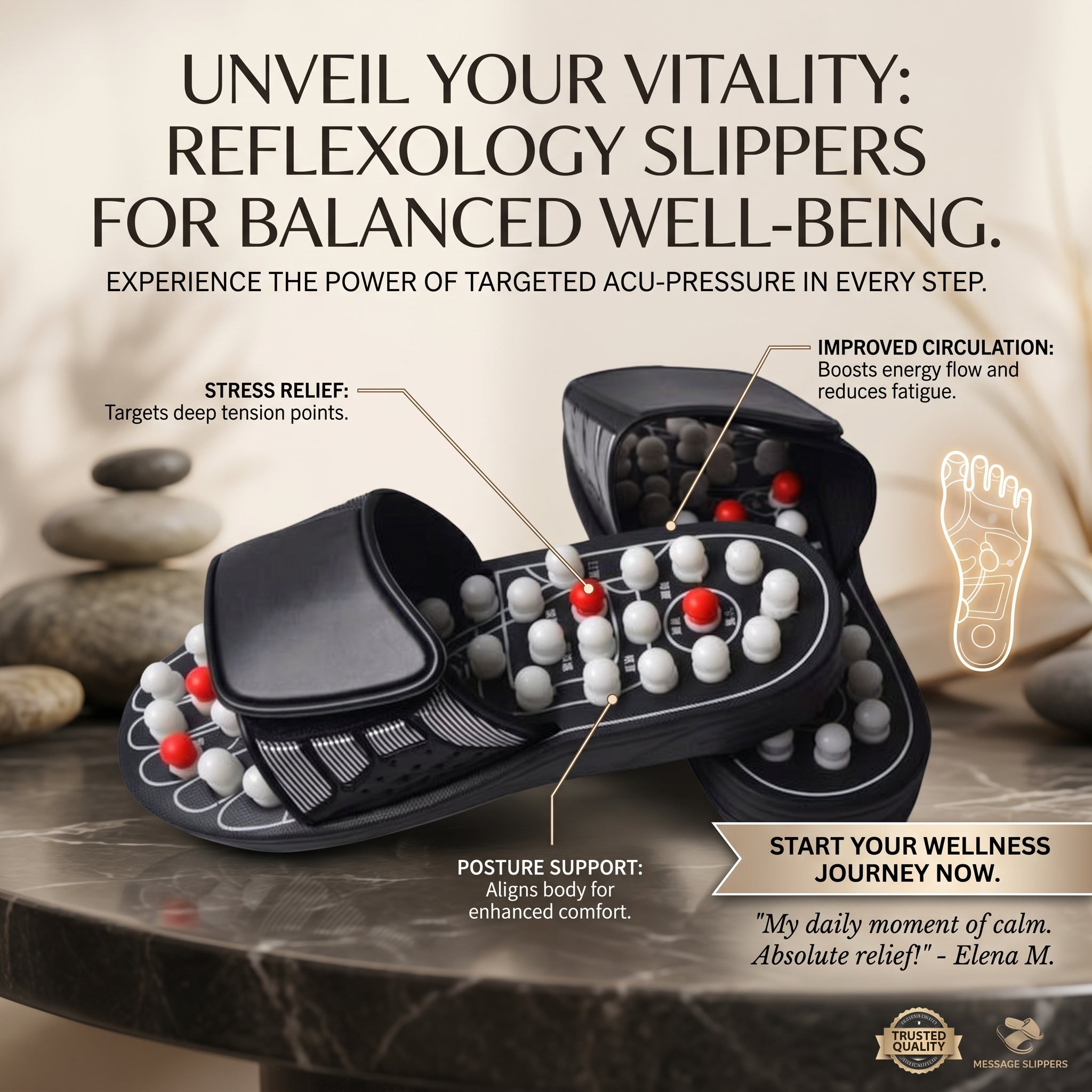 Message Slippers, Rotating Acupressure Foot Massager