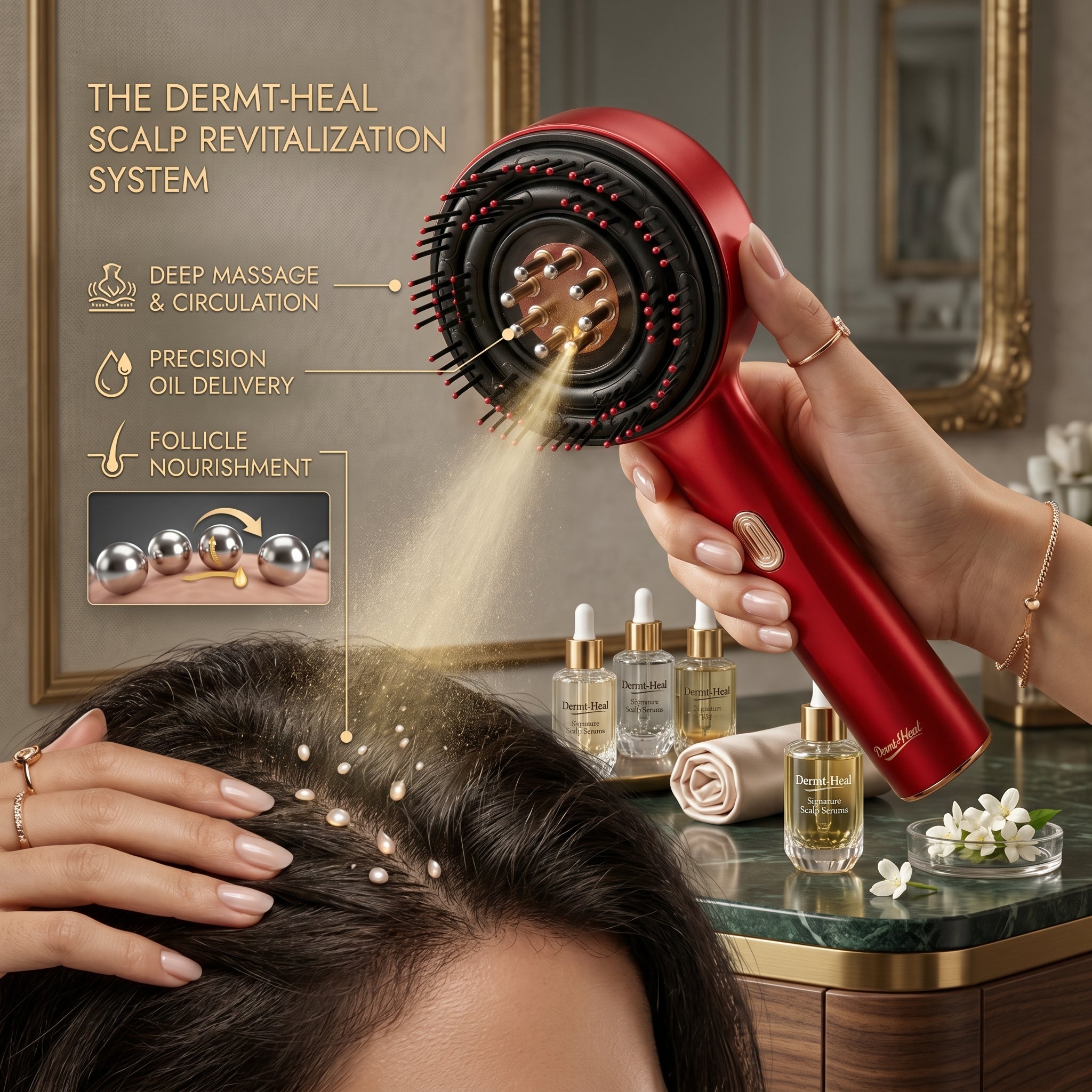 Scalp Massage Brush with Oil Applicator